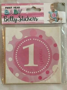 Pegatinas Vientre Bebé Primer Año Mensual Rosa Niña 1 Mes a 1 Año Fotografía - Imagen 1 de 4