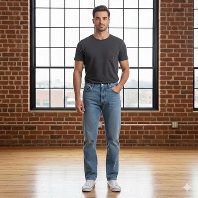 Pantalones de mezclilla Aero ajustados rectos azules para hombre 30x30 informales elásticos modernos todos los días Foto 1 de 4