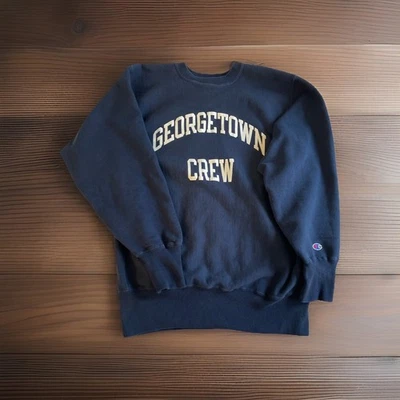 Sudadera Vintage Champion Tejido Inverso Georgetown Crew XL Azul Marino Hecha en EE. UU. Foto 1 de 4