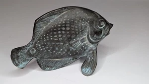 Rustic Goldfish Figurine Statue Bronze Brass 4.5" Tall x 7" Wide - Picture 1 of 5