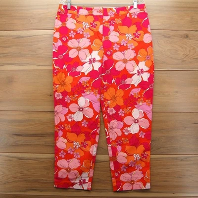 Pantalones Talbots Mujer 10 Rojo Rosa Naranja Floral Pantalón Corto Perfecto Algodón Elástico Foto 1 de 4
