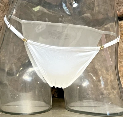 Victoria's Secret Smooth Adjustable String Bikini Sz M White Gold Hardware NWT - Image 1 of 2