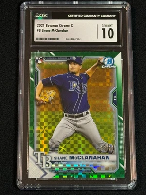 2021 Bowman Chrome X Shane McClanahan RC Green X-Fractor 13/31 CGC 10 - Image 1 of 4