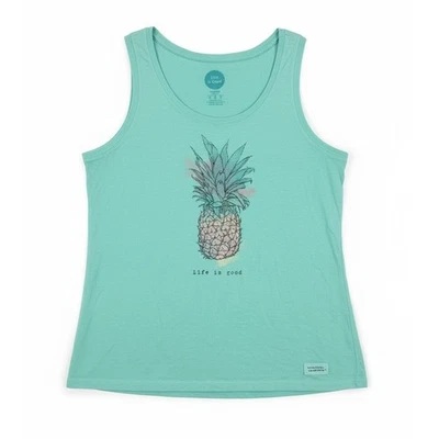 Camiseta sin mangas Life is Good para mujer M tropical costera náutica con gráfico de piña Foto 1 de 4