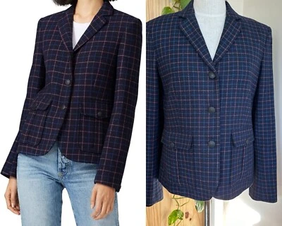 Rag and Bone New York Multicolor Plaid Wool Blend Blazer 10 Jacket Fall Academia - Image 1 of 4