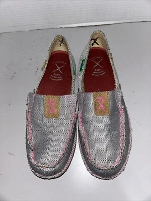 Twisted X Tough Enough To Wear Pink Loafers Womens 7 Breast Cancer Awareness - Image 1 of 4