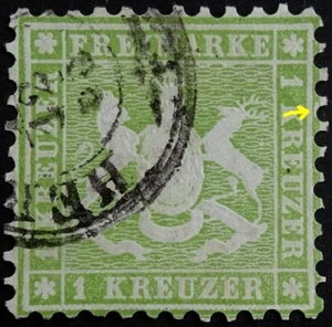 Württemberg 25aXI Plattenfehler 11 gestempelt Pracht / M€ 90,- - Bild 1 von 3
