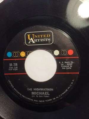 The Highwaymen 7” Vinyl 45 Michael & Santiano 1961 UA 258 LP Foto 1 de 2