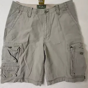 EDDIE BAUER Shorts Mens 33 Cargo EB20 Utility Khaki Heavy Cotton Fishing Hiking - Picture 1 of 13