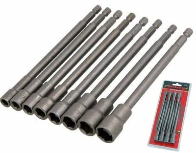 Neilsen 8pc Magnetic Nut Driver 150mm Long Socket Set Impact Drill Bits 1/4" Hex - Image 1 of 3
