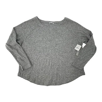 Sweet Romeo Waffle Knit Pullover Round Neck Heathered Grey Plus Size 2X $58 - Image 1 of 4