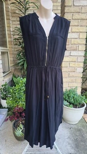 ST FROCK Shire Zip Front LBD Black Midi Work to Evening Dress BNWT sz 12 - Picture 1 of 12