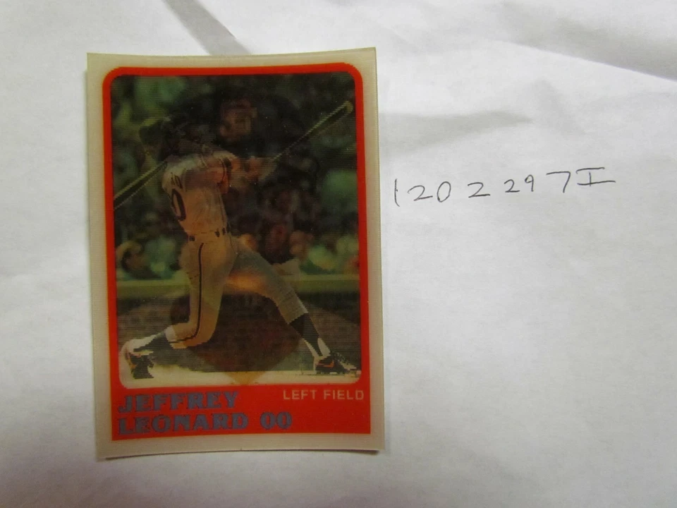 1988 Sportflics Jeffrey Leonard Signed Baseball Card - Image 1 of 2