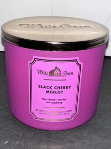 NEW Bath and Body Works White Barn, Black Cherry Merlot,  3 Wick Candle - Picture 1 of 11