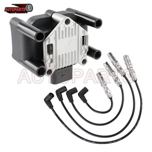 Ignition Coil & Spark Plug Wire For 2008-10 Audi A3 1998-03 A4 01-06 Seat Ibiza - Picture 1 of 14