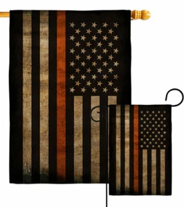 Thin Orange Line Burlap Garden Flag First Responders EMT Gift Yard House Banner - Picture 1 of 19