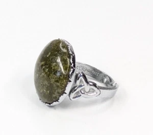 Vintage Mizpah irischer silberfarbener Connemara Marmor Cabochon verstellbar Cocktail Ring - Bild 1 von 9