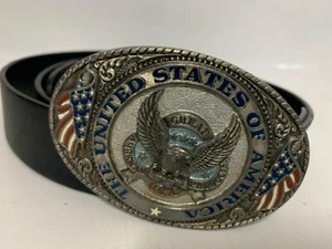 USA Herren Western Adler Muster Schnalle Gürtel Leder (B2) - Bild 1 von 4