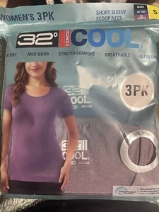 32 Degrees Cool Women Short Sleeve T-Shirt 3-Pack Size S - Black/Teal/Lav (NWT) - Picture 1 of 6