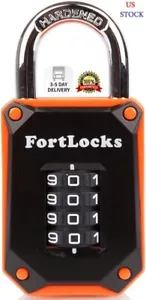 Gym Locker Lock - 4 Digit, Heavy Duty, Hardened Stainless Steel, Weatherproof an - Picture 1 of 8