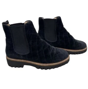 Jon Josef Boots Black Quilted Velvet Chelsea Bootie Women’s Size 37 (6.5US) - Picture 1 of 11