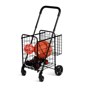 Shopping Cart Functional Basket Folding Storage Trolley Adjustable Handle - Picture 1 of 8