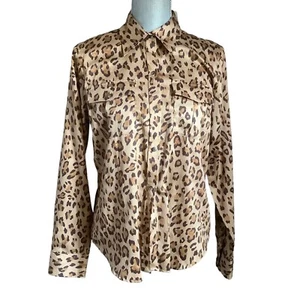Ralph Lauren Womens Cheetah Print Long Sleeve Button Up Cotton Shirt Sz Large - Picture 1 of 4