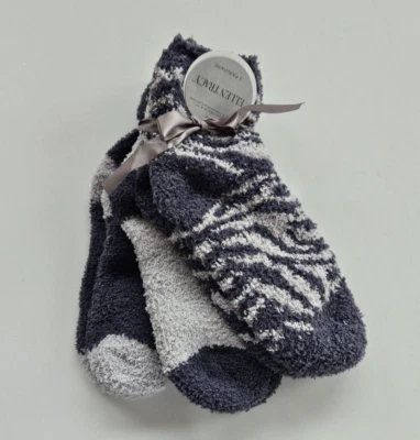 Ellen Tracy 3 Pr Women's Warm Fuzzy Chenille Slipper Socks Gray Charcoal Grey - Image 1 of 2