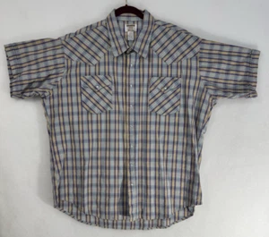 Ruddock 19 ½ Big Men Classic Fit Pearl Snap Extra Long Tail Blue / Tan Vintage - Picture 1 of 4