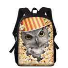 Owl And Popcorn Backpack Boy Girl Schoolbag Shoulder Satchel Bookbags School Bag
