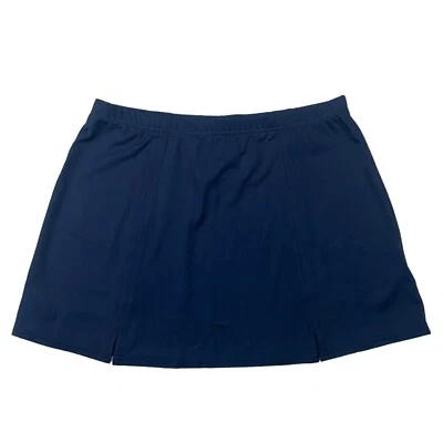 Bolle Navy Blue Skirt Unlined Pull On Elastic Waist Sz L Polyester Spandex — 第 1/4 张图片