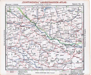HU HR Pécs Kaposvár Zagreb Varaždin 1925 orig. Strassenkarte Slatina Bjelovar - Picture 1 of 1