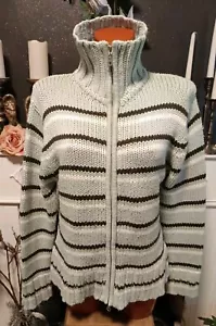 Sasson Damen Strickjacke Jacke Kuscheljacke Sweatjacke Mint Grau Weiß L - Bild 1 von 6