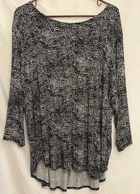 Blusa para mujer PHILOSOPHY 3x Top negro blanco diseño manchado mangas 3/4 túnica Foto 1 de 4