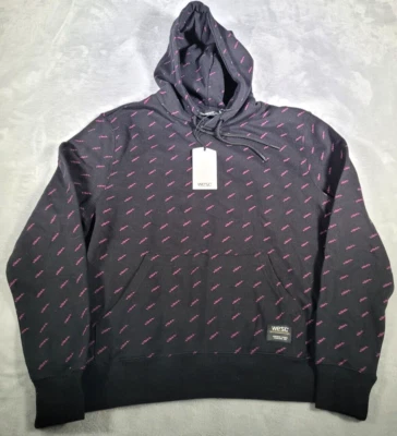 WeSC Hoodie Mens M Black Purple Font Vibes All Over Print Skater Hip Hop NWT - Image 1 of 4