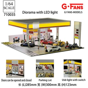 G-Fans 1/64 Diorama Diecast Garage Model LED Parking Lot Scene Display Case US - Picture 1 of 264