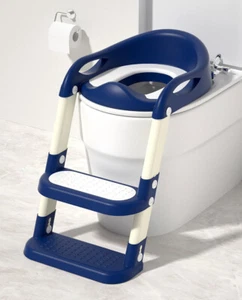 Baby Toddler Potty Training Toilet Seat with Adjustable Height & Foldable Steps - Picture 1 of 24