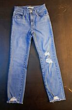 Levi's Women's 724 High Rise Straight Crop Distressed Blue Jeans Size 24