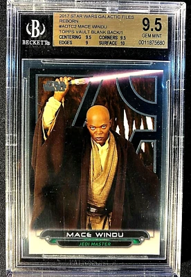 BGS 9.5 TOPPS VAULT 1/1 2017 STAR WARS MACE WINDU GALACTIC FILES REBORN G1236 - Image 1 of 2