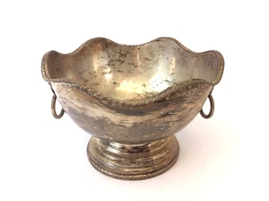 Silver on Copper Small Two Handled Lions Head Change Bowl Decorative - Picture 1 of 9