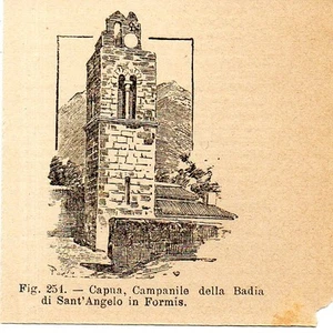 Stampa antica CAPUA campanile Basilica Sant'Angelo in Formis 1910 Old print - Picture 1 of 1