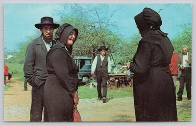 Vintage Amish Folk at Public Sale Pennsylvania Dutch Country Postcard - Image 1 of 2