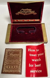 Vintage LEERE Longines Metall Klapp Präsentation Uhrenbox Samt gefüttert (A9) - Bild 1 von 14