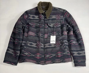 NWT Billabong Barlow Sherpa Shacket Black Red Southwest Boho Men’s L Retail $140 - Picture 1 of 8