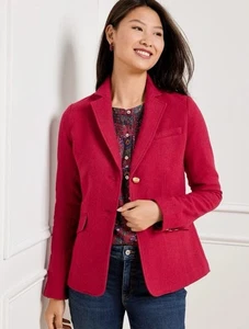 Talbots Classic Shetland Blazer Women’s 18 Bicolor Herringbone Red 2 Button Wool - Picture 1 of 8
