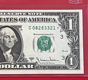 1977-A STAR NOTE $1 DOLLAR BILL ( PHILADELPHIA C ) UNCIRCULATED - Picture 1 of 3