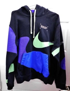 Nike Mens Sweatshirt Hoodie Pullover Medium Black Color Block sz L - Picture 1 of 5