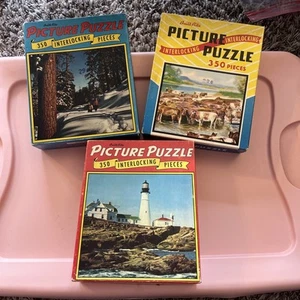 Lot Of 3 Rare Vintage Built-Rite Picture Puzzles 350 Pieces Nostalgic - Picture 1 of 4