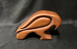 Vintage Fred Buss Cali Native Redwood  Sculpture Bird Trinket Stash Box - Picture 1 of 12