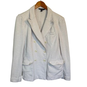 Lauren Ralph Lauren Black Label Blazer Women XL Cream Cotton Double Breasted - Picture 1 of 9